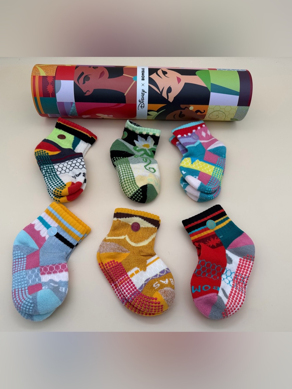 Bombas x Disney Princess Premium Gripper Socks Toddler Sizes 5-8.5 (6 pairs)